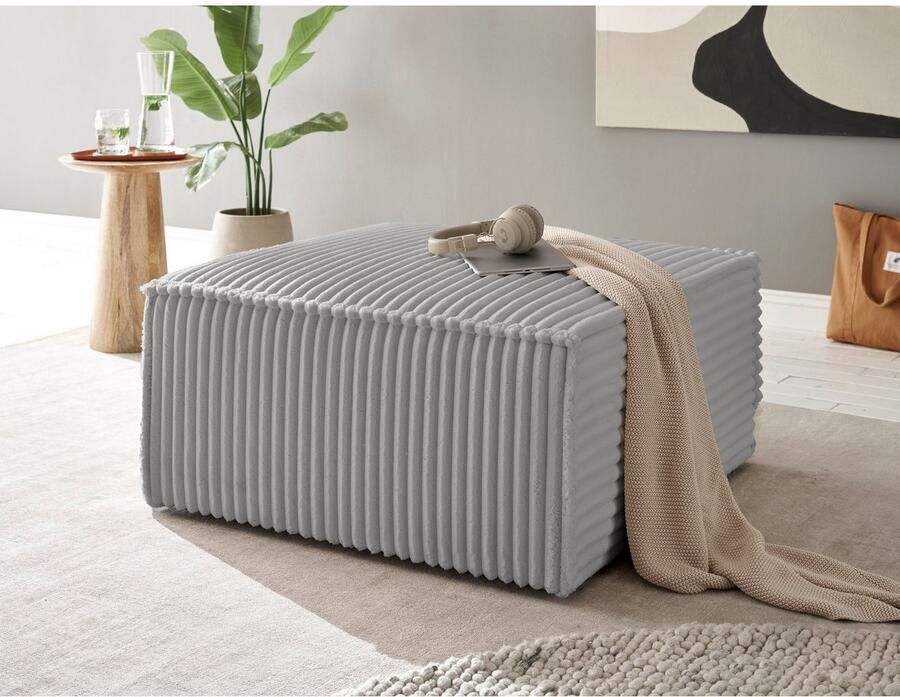 Andas Hocker FINNLEY Gestoffeerde hocker in Bouclé structuur fijn u. Mega Cord beschikbaar