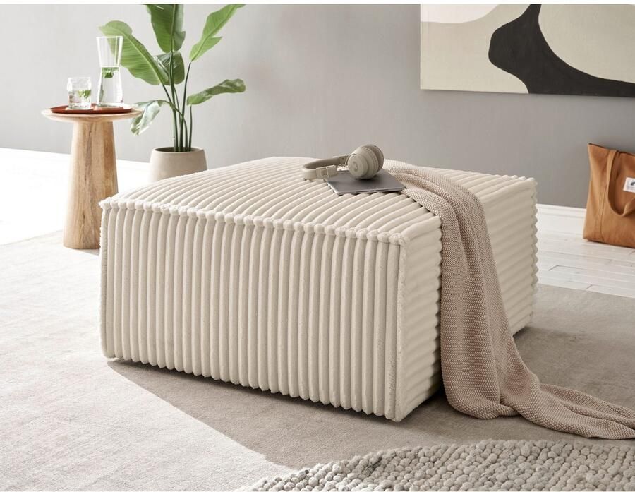 Andas Hocker FINNLEY Gestoffeerde hocker in Bouclé structuur fijn u. Mega Cord beschikbaar