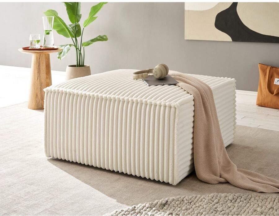 Andas Hocker FINNLEY Gestoffeerde hocker in Bouclé structuur fijn u. Mega Cord beschikbaar