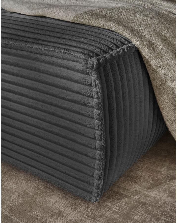 Andas Hoekbank FINNLEY Slaapbank 267 cm L-vorm met Slaapfunctie & Bedlade beschikbaar in de stofkwaliteiten bouclé structuur fijn en mega cord