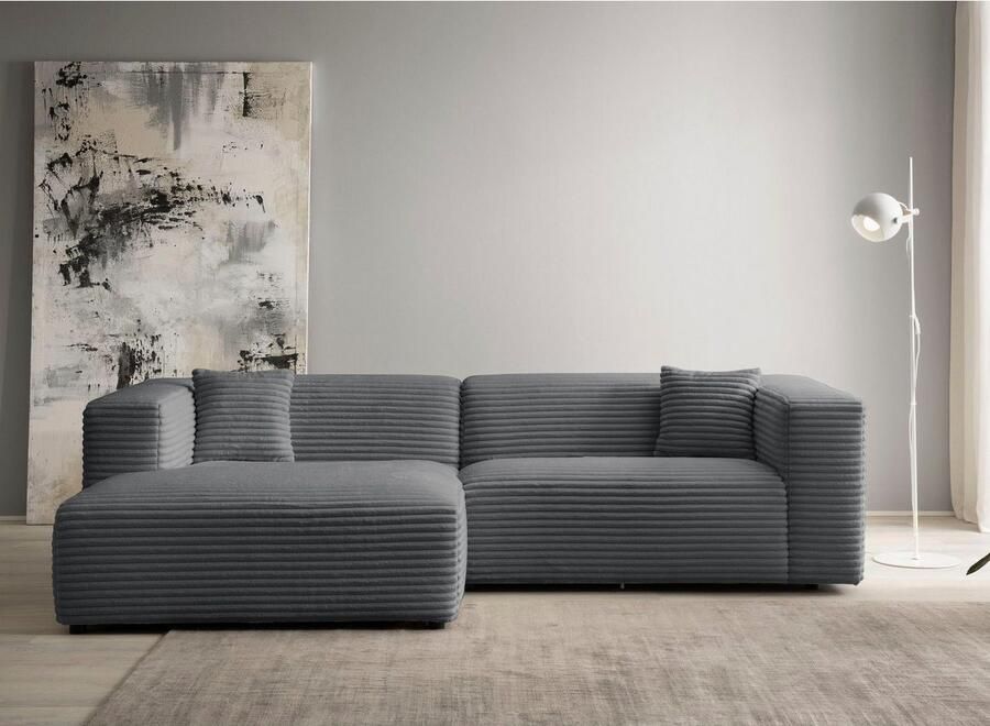 Andas Hoekbank BAKELS L-vorm in cord of bouclé stof moderne bank naar keuze chaise longue rechts links comfortabel zitcomfort