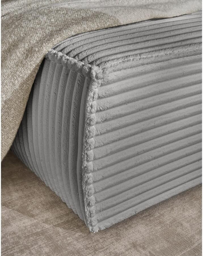 Andas Hoekbank FINNLEY Slaapbank 267 cm L-vorm met Slaapfunctie & Bedlade beschikbaar in de stofkwaliteiten bouclé structuur fijn en mega cord