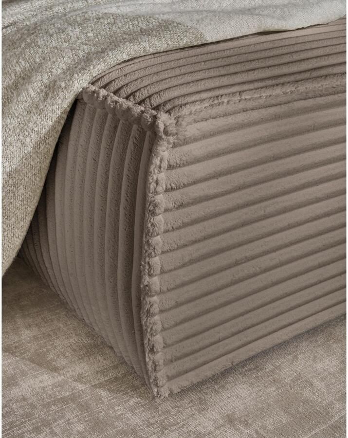 Andas Hoekbank FINNLEY Slaapbank 267 cm L-vorm met Slaapfunctie & Bedlade beschikbaar in de stofkwaliteiten bouclé structuur fijn en mega cord