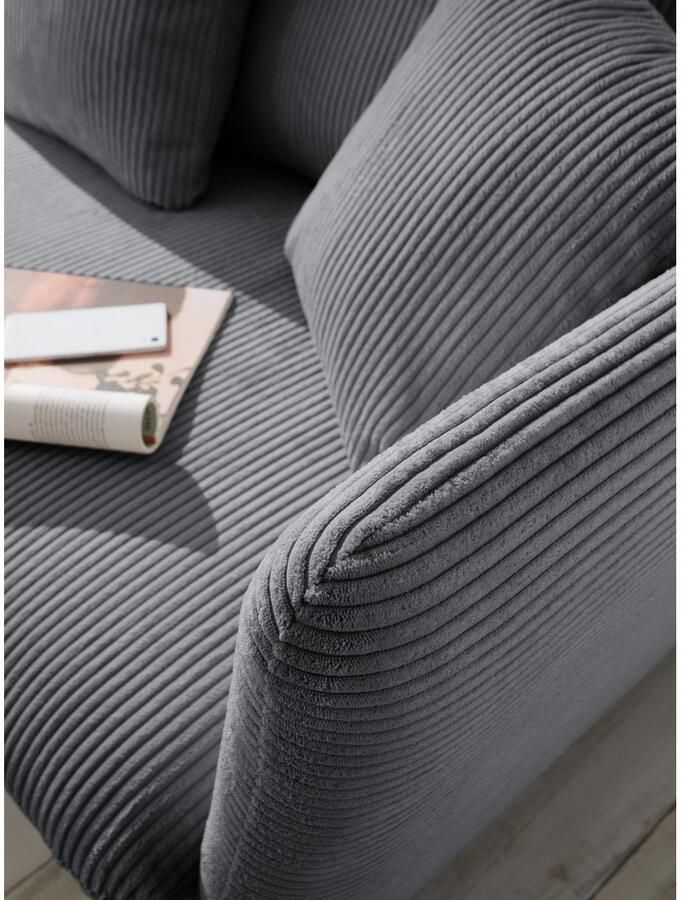 Andas Hoekbank MERLE 258 cm L-vorm prachtige corduroy met slaapfunctie en bedlade ligoppervlak 224 x 139