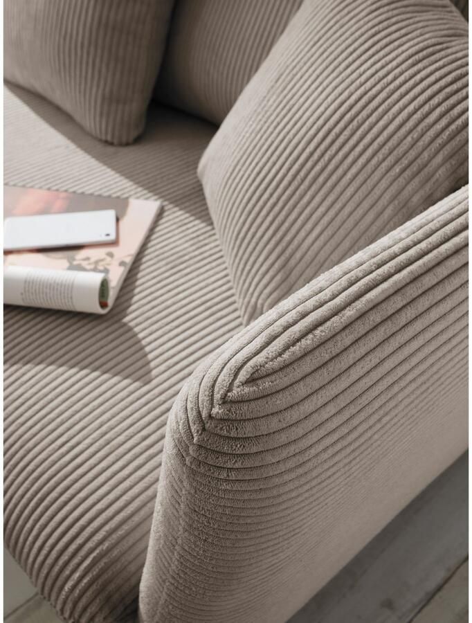 Andas Hoekbank MERLE 258 cm L-vorm prachtige corduroy met slaapfunctie en bedlade ligoppervlak 224 x 139