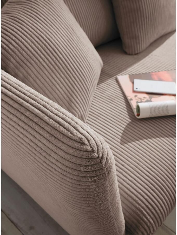 Andas Hoekbank MERLE 258 cm L-vorm prachtige corduroy met slaapfunctie en bedlade ligoppervlak 224 x 139