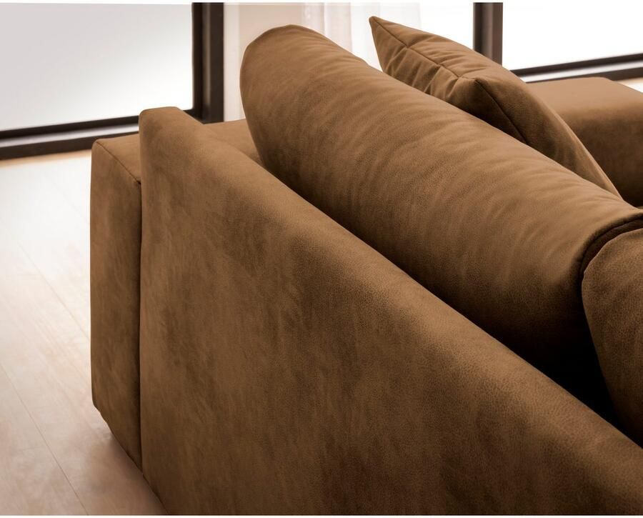 Andas Hoekbank SLEETLAND XXL van fluweel of in vintage leer-look L-model