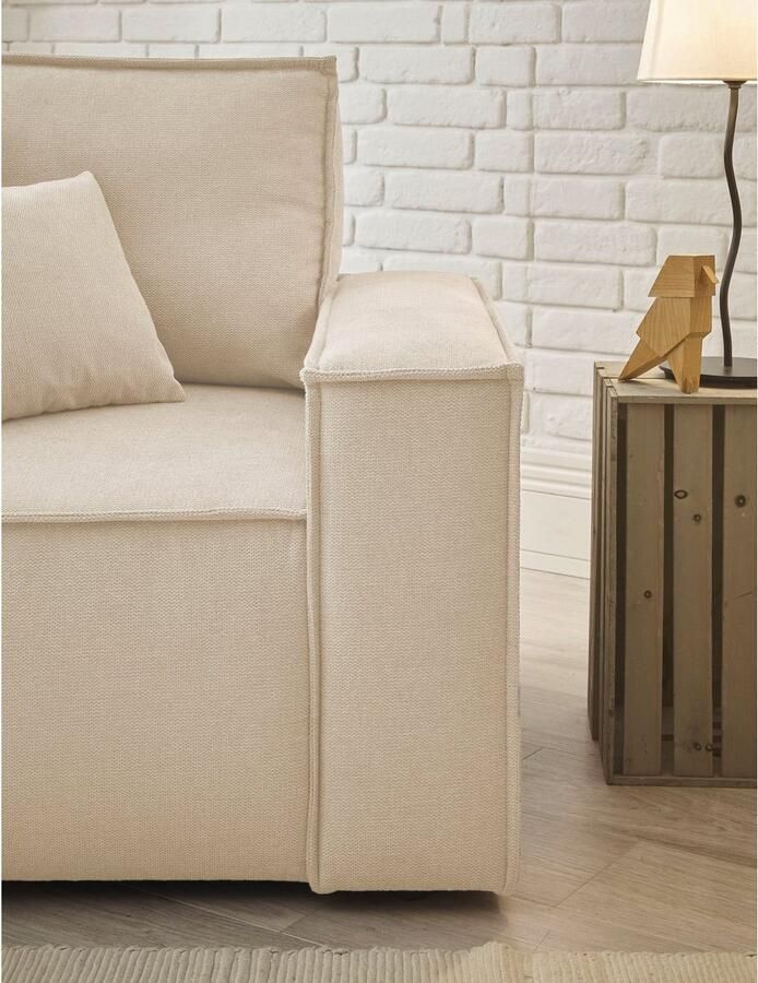 Andas Loveseat FINNLEY Loveseat & Hocker in set trendy stoffen incl. Sierkussens beschikbaar in de stofkwaliteiten bouclé structuur fijn en mega cord (2-delig)
