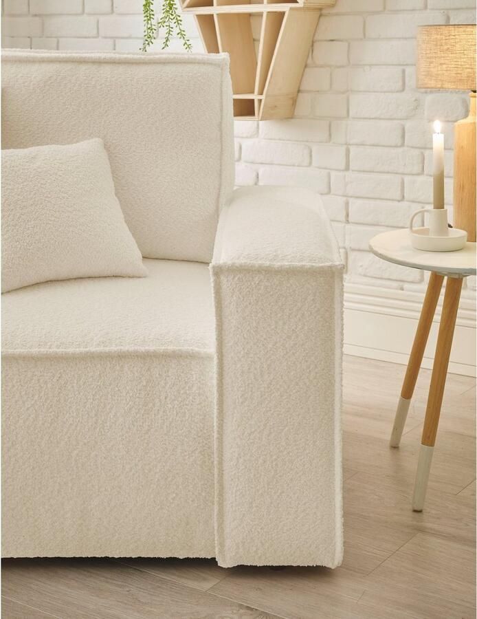 Andas Loveseat FINNLEY Loveseat & Hocker in set trendy stoffen incl. Sierkussens beschikbaar in de stofkwaliteiten bouclé structuur fijn en mega cord (2-delig)