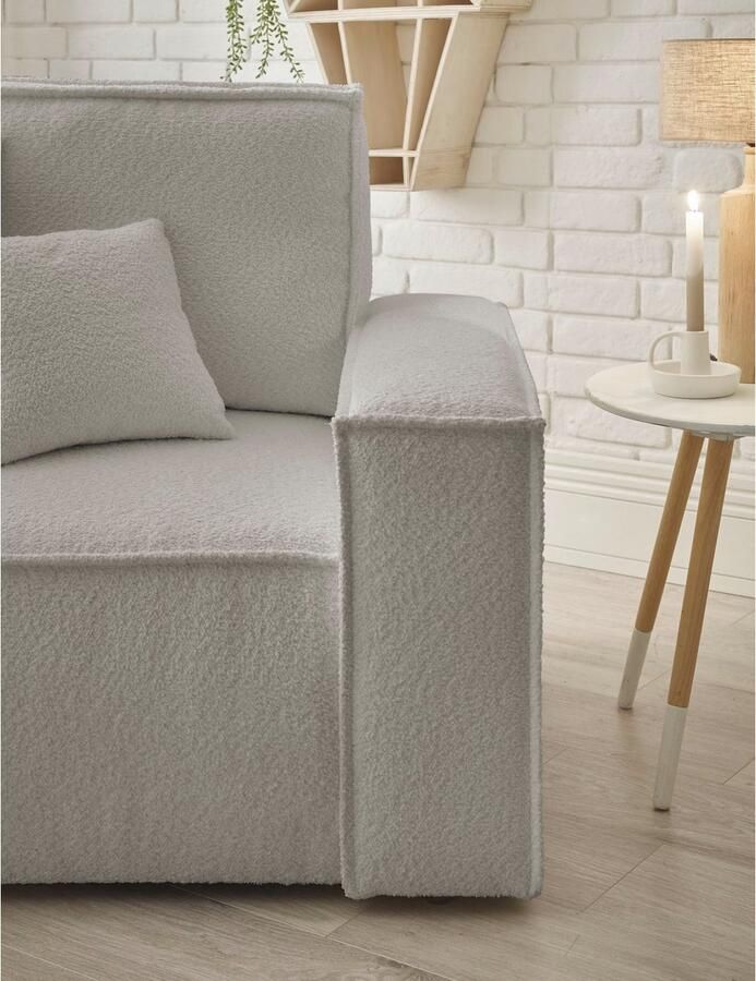 Andas Loveseat FINNLEY Loveseat & Hocker in set trendy stoffen incl. Sierkussens beschikbaar in de stofkwaliteiten bouclé structuur fijn en mega cord (2-delig)