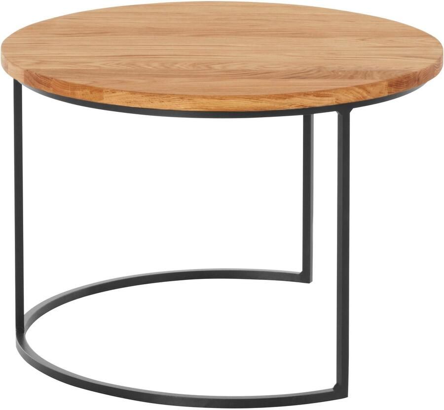 Andas Salontafel Caprinus van eikenhout fsc gecertificeerd 2-delige set stabiel metalen frame