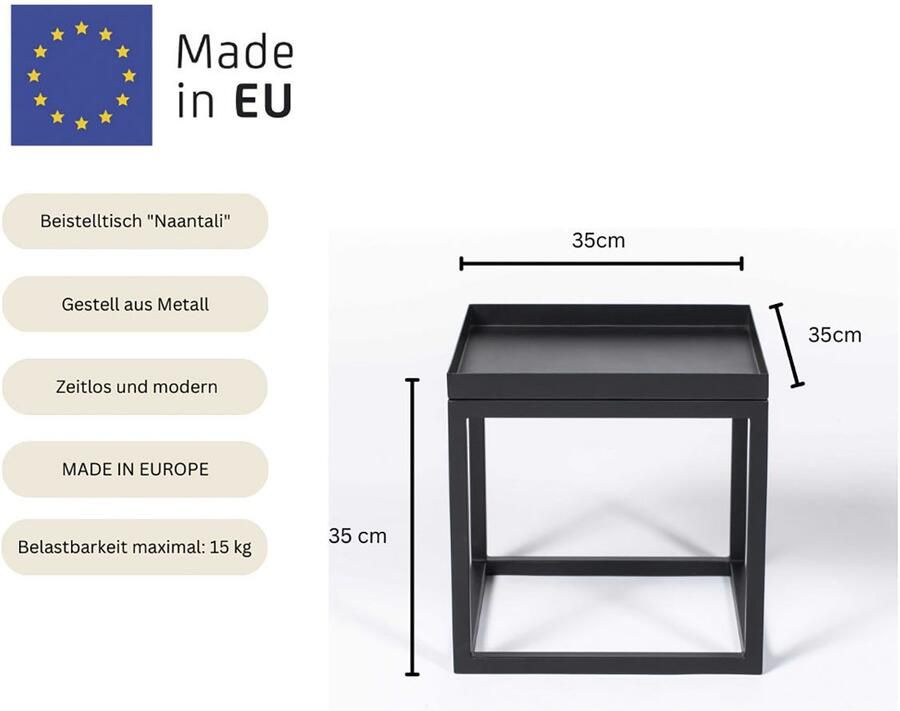 Andas Salontafel Naantali Eenvoudige bijzettafel van metaal