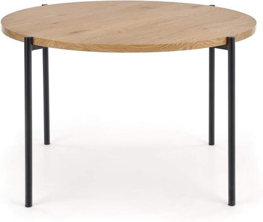 Andas Salontafel Vantaa Eettafel tafelblad van eikenhout D Ø 60 cm metalen frame