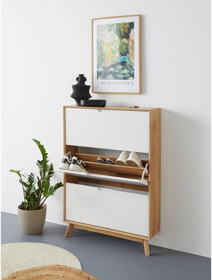 Andas Schoenenkast Pandrup met 3 kleppen ca. 8 paar schoenen per klep hoogte 125 cm