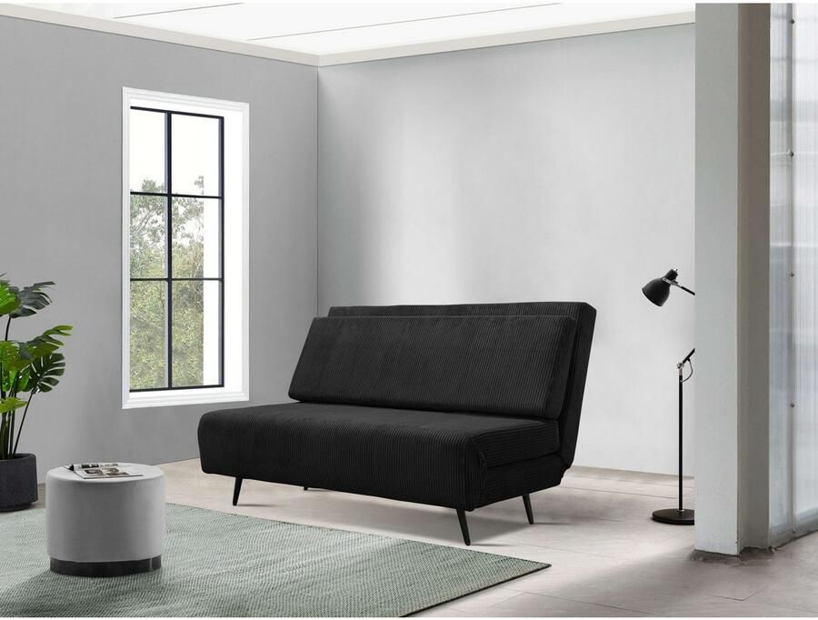 Andas Slaapbank LINNEA Daybed met opklapbaar ligoppervlak in geweven stof velours corduroy