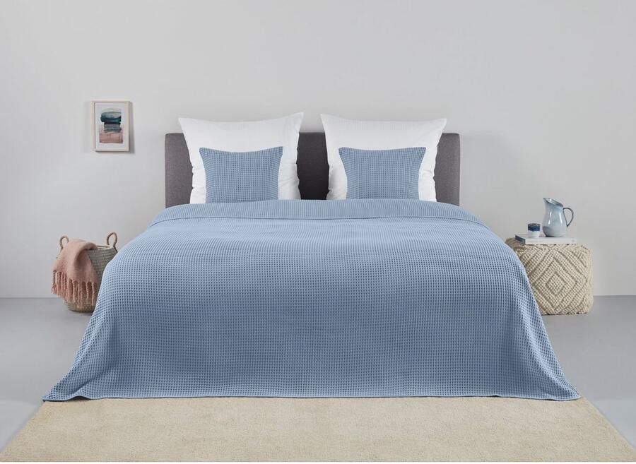 Andas Sprei Greta in wafelpiqué-look vele kleuren beschikbaar deken vanaf 150x250 cm
