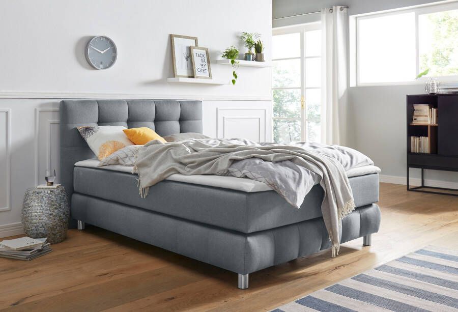 Andas Boxspring Salo XXL in fluwelige look of structuurstof 6 breedten in extra lang 220 cm 4 hardheden