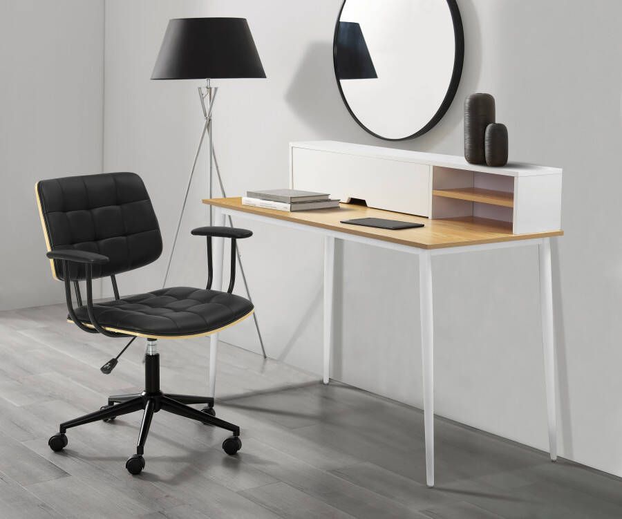 Andas Bureau GRAVA Breedte 120 cm bureau-opzetkast kabeldoorvoer achter de klep