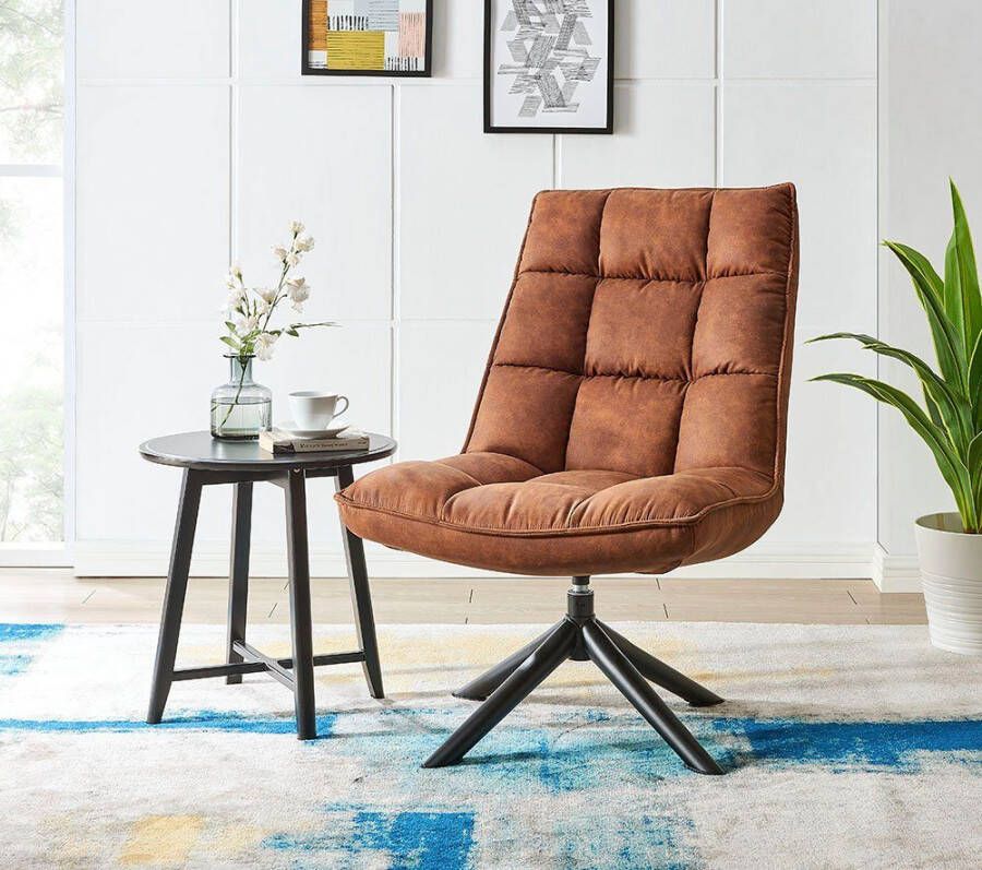 Andas Draaibare fauteuil Wanja met metalen frame en fluwelen bekleding zithoogte 47 cm relaxfauteuil