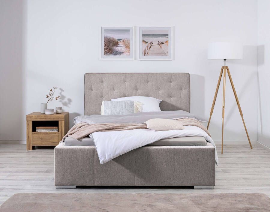 Andas Gestoffeerd bed Lerum optioneel met lattenbodem matras h2 of h3 en bedlade