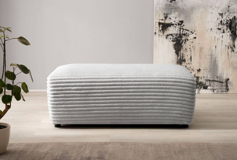 Andas Hocker BAKELS gestoffeerde poef in cord of bouclé stof voor de serie bakels kruk verstelbaar tot slaapbank (krokodilverbinder)