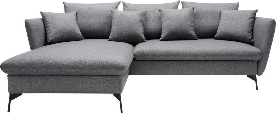 Andas Hoekbank Livorno Slaapfunctie en bedlade (139 224 cm) fluweel structuur geweven stof