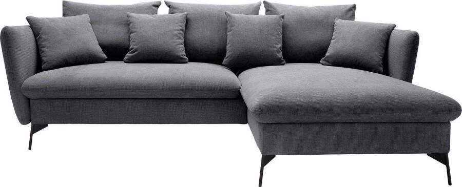 Andas Hoekbank Livorno Slaapfunctie en bedlade (139 224 cm) fluweel structuur geweven stof