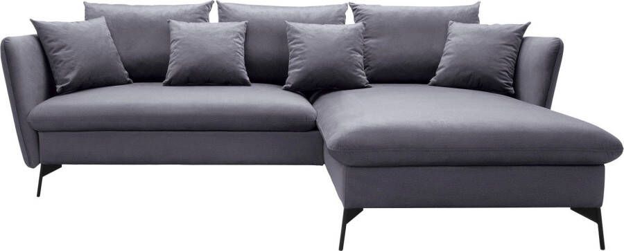 Andas Hoekbank Livorno Slaapfunctie en bedlade (139 224 cm) fluweel structuur geweven stof