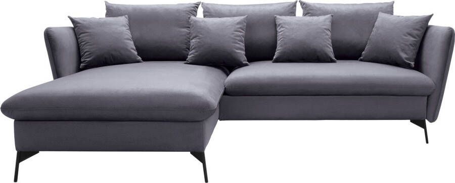 Andas Hoekbank Livorno Slaapfunctie en bedlade (139 224 cm) fluweel structuur geweven stof