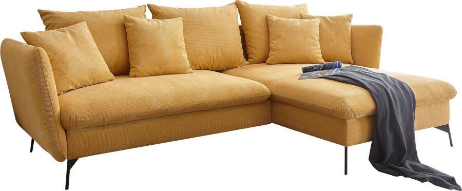 Andas Hoekbank Livorno Slaapfunctie en bedlade (139 224 cm) fluweel structuur geweven stof