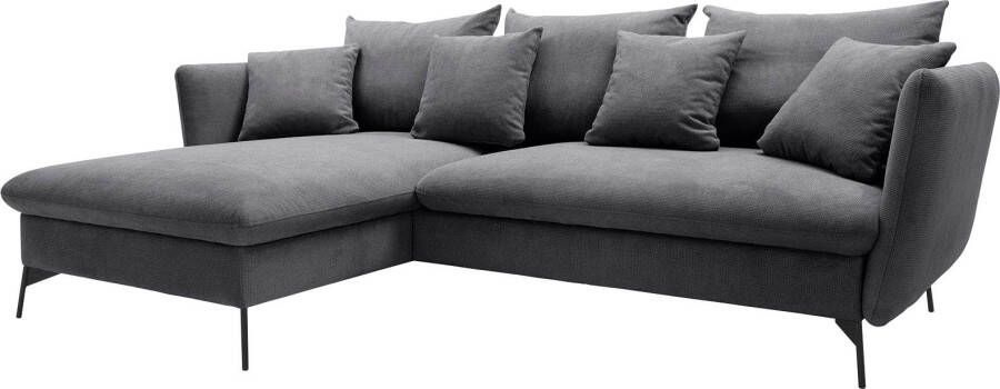 Andas Hoekbank Livorno Slaapfunctie en bedlade (139 224 cm) fluweel structuur geweven stof