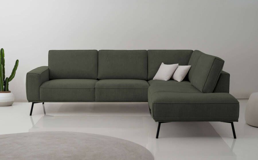 Andas Hoekbank Vosby Breedte 260 cm chenille met decoratieve kedernaad