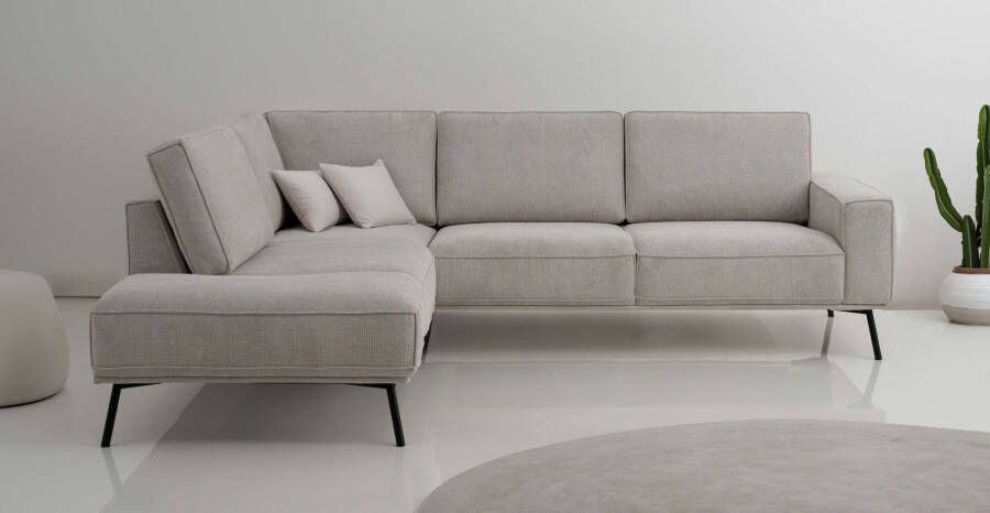 Andas Hoekbank Vosby Breedte 260 cm chenille met decoratieve kedernaad