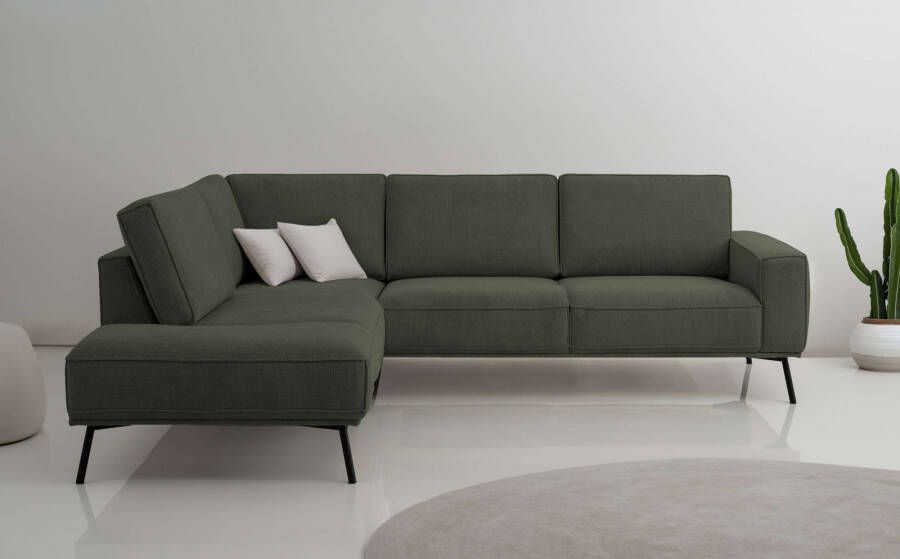 Andas Hoekbank Vosby Breedte 260 cm chenille met decoratieve kedernaad