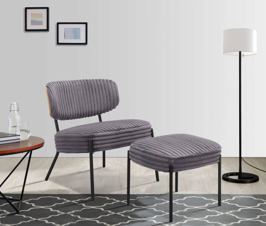 Andas Loungestoel Lovberg in Cord en Easycare-bekleding