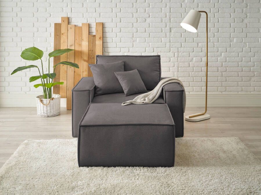 Andas Loveseat Finnley Loveseat en hocker als set passend bij de bekleding-serie Finnley (2-delig)