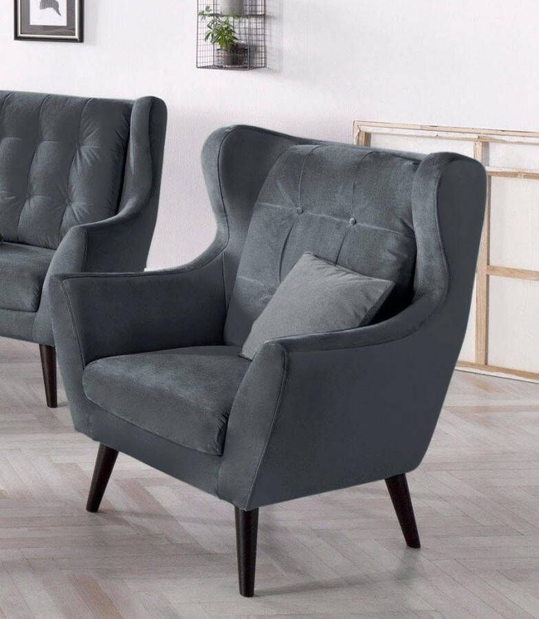 Andas Oorfauteuil Hemmink met knoopstiksels