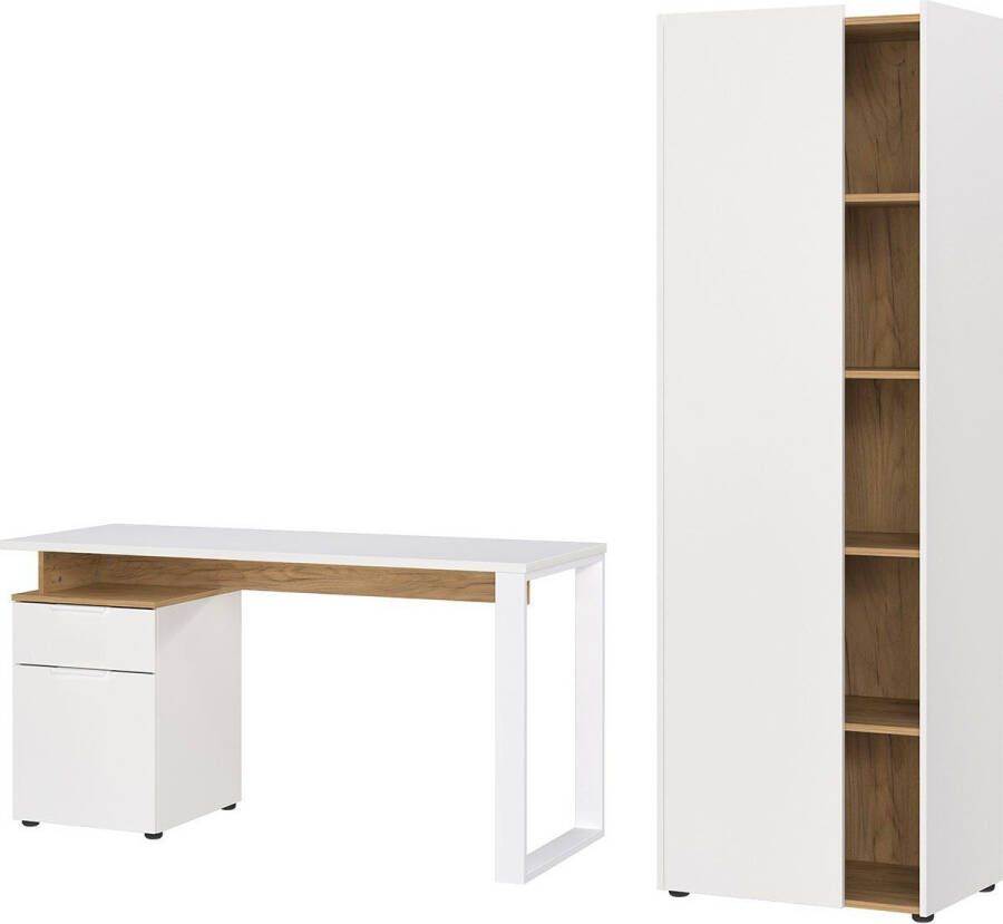 Andas Set kantoormeubelen Njavve bestaand uit bureau met container & hoge archiefkast (hoogte 188 cm) made in germany (2-delig)