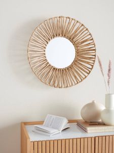 Andas Sierspiegel Pernilla Wandspiegel decoratieve spiegel wanddecoratie rond van waterhyacint (1 stuk)