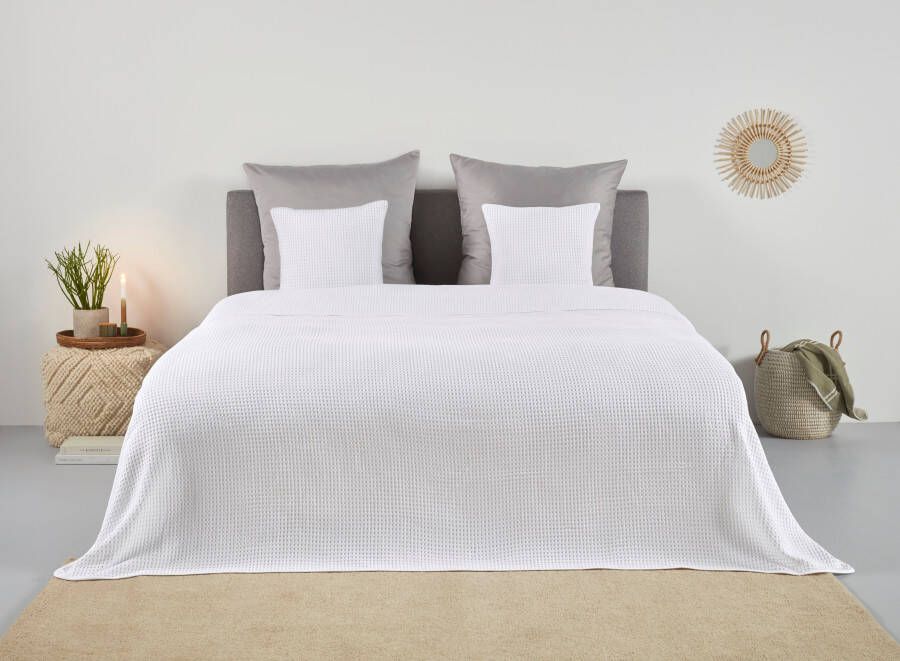 Andas Sprei Greta in wafelpiqué-look vele kleuren beschikbaar deken vanaf 150x250 cm