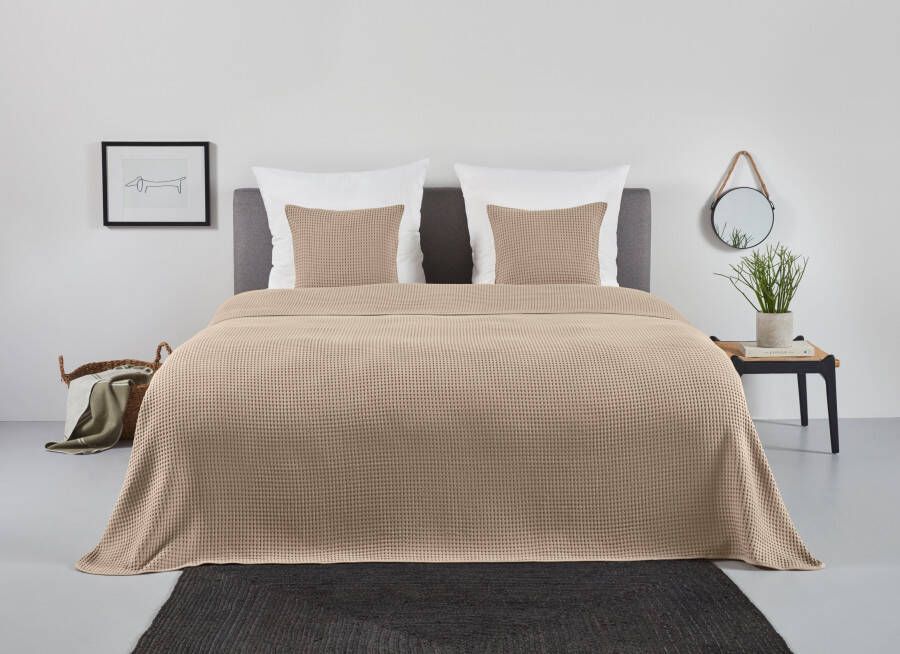 Andas Sprei Greta in wafelpiqué-look vele kleuren beschikbaar deken vanaf 150x250 cm