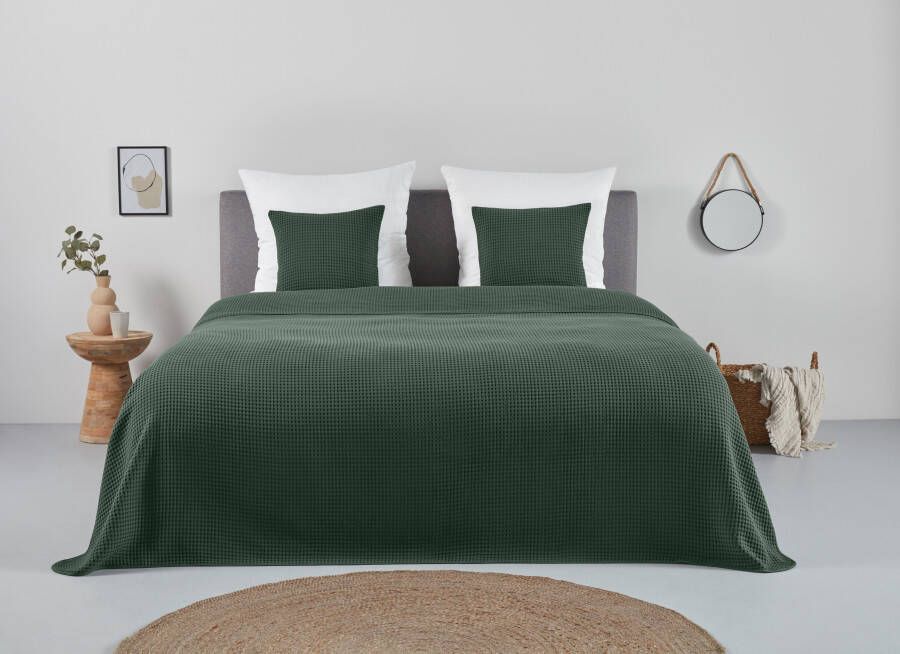 Andas Sprei Greta in wafelpiqué-look vele kleuren beschikbaar deken vanaf 150x250 cm