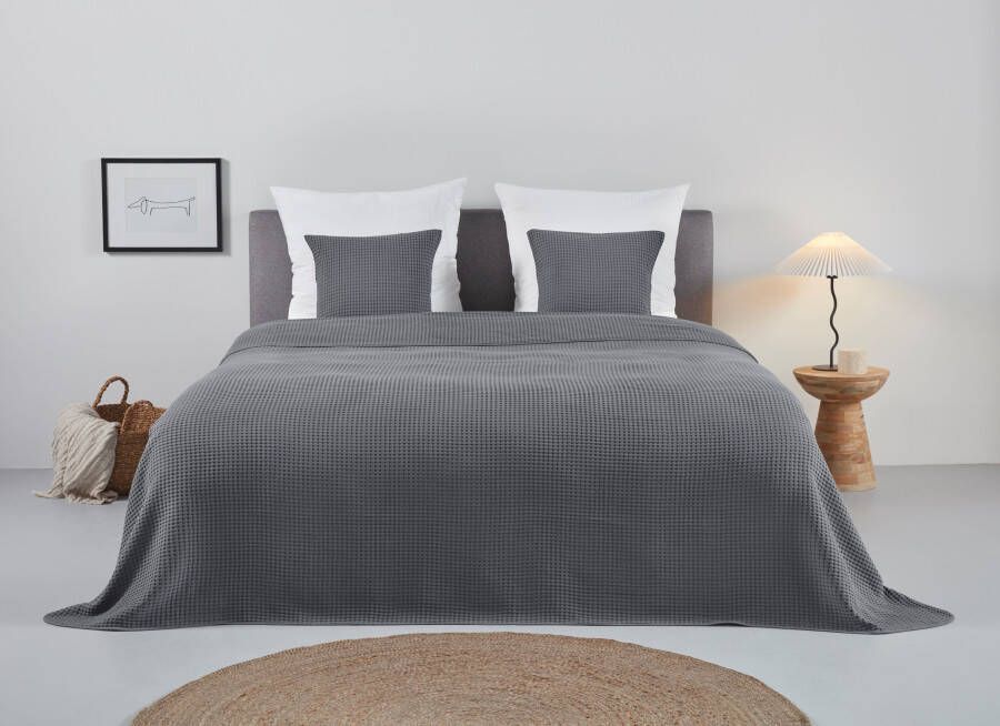 Andas Sprei Greta in wafelpiqué-look vele kleuren beschikbaar deken vanaf 150x250 cm