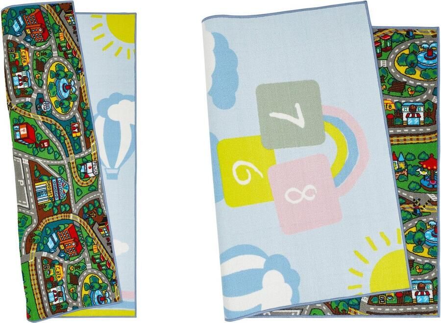 Andiamo Kindervloerkleed Duo Speelkleed stratenvloerkleed aan beide kanten te gebruiken hinkelbaan