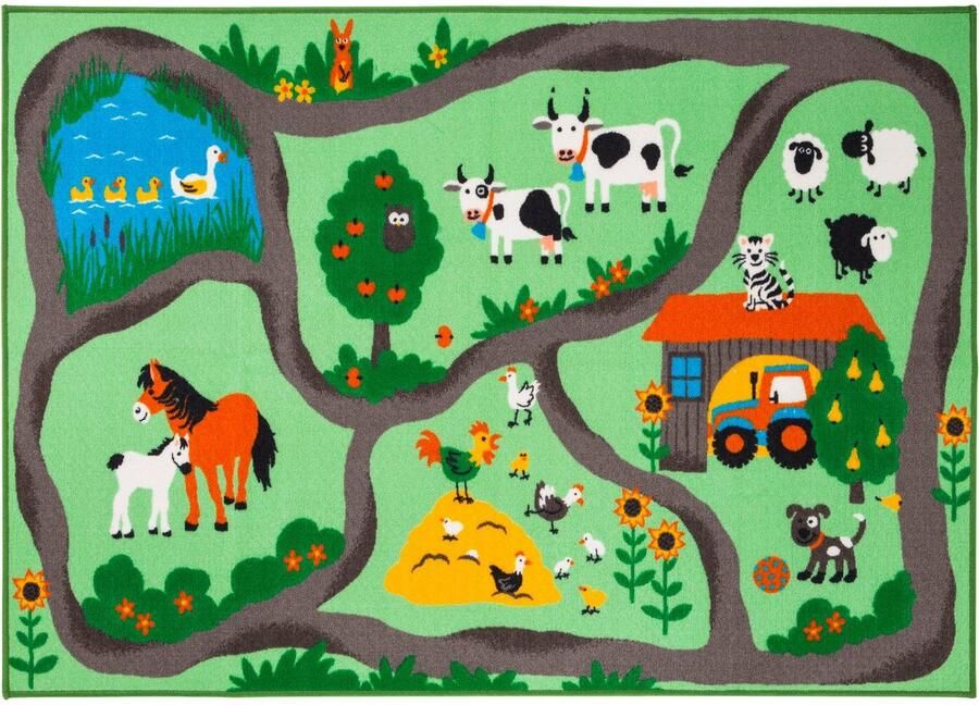 Andiamo Kindervloerkleed Farmstead Speel- en straattapijt motief boerderij kinderkamer