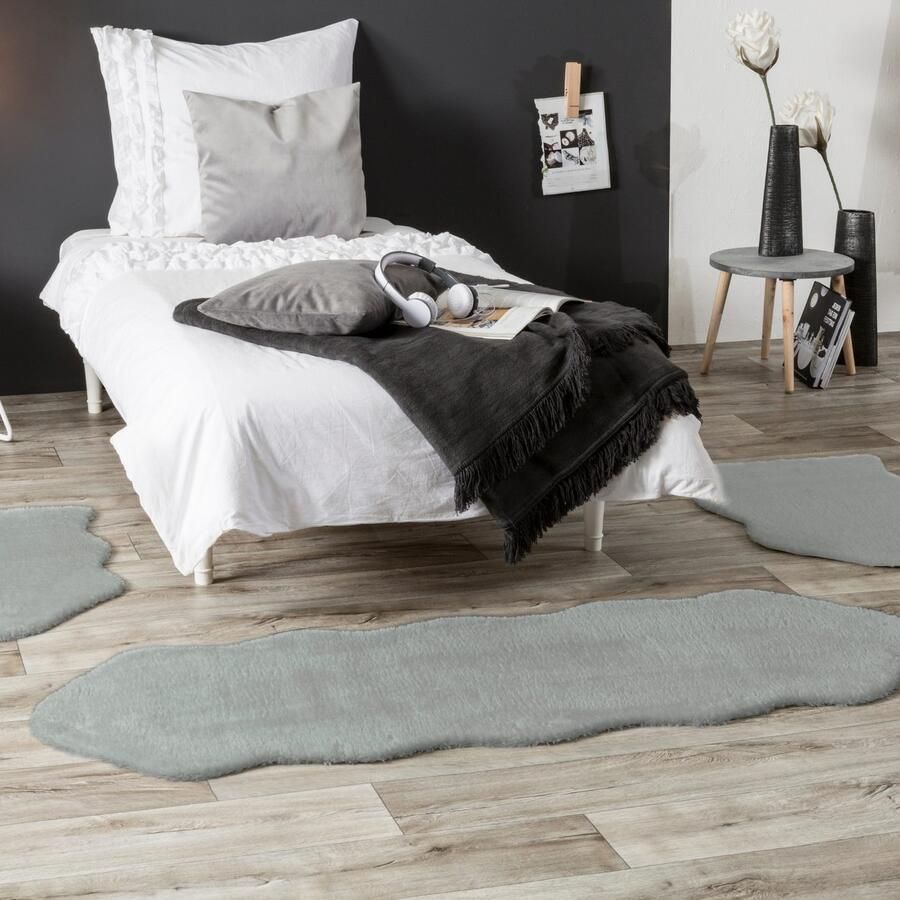 Andiamo Set slaapkamerkleedjes Slaapkamerkleed lam imitatiebont zeer zachte pool wasbaar slaapkamerkleed loperset