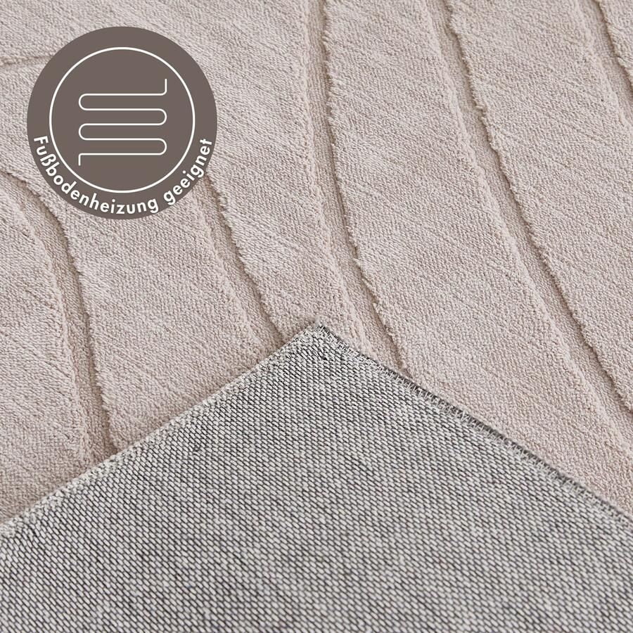 Andiamo Vloerkleed DALE Uni kleuren hoog-laag structuur carving-effect woonkamer