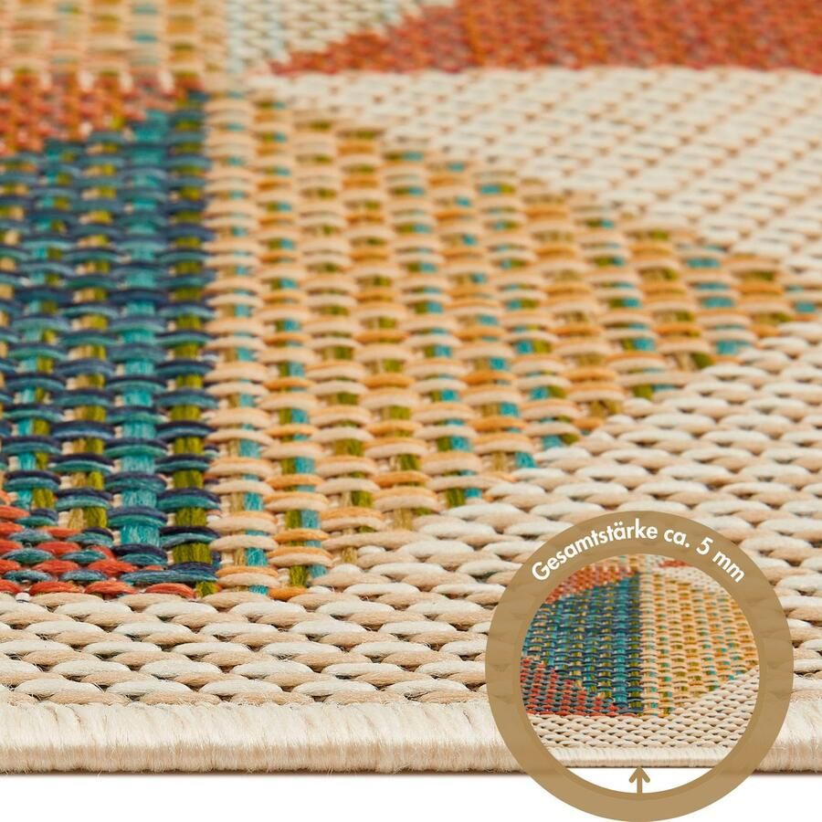 Andiamo Vloerkleed Sedona driehoek Vlakweefsel modern ontwerp geschikt voor binnen- en buitengebruik