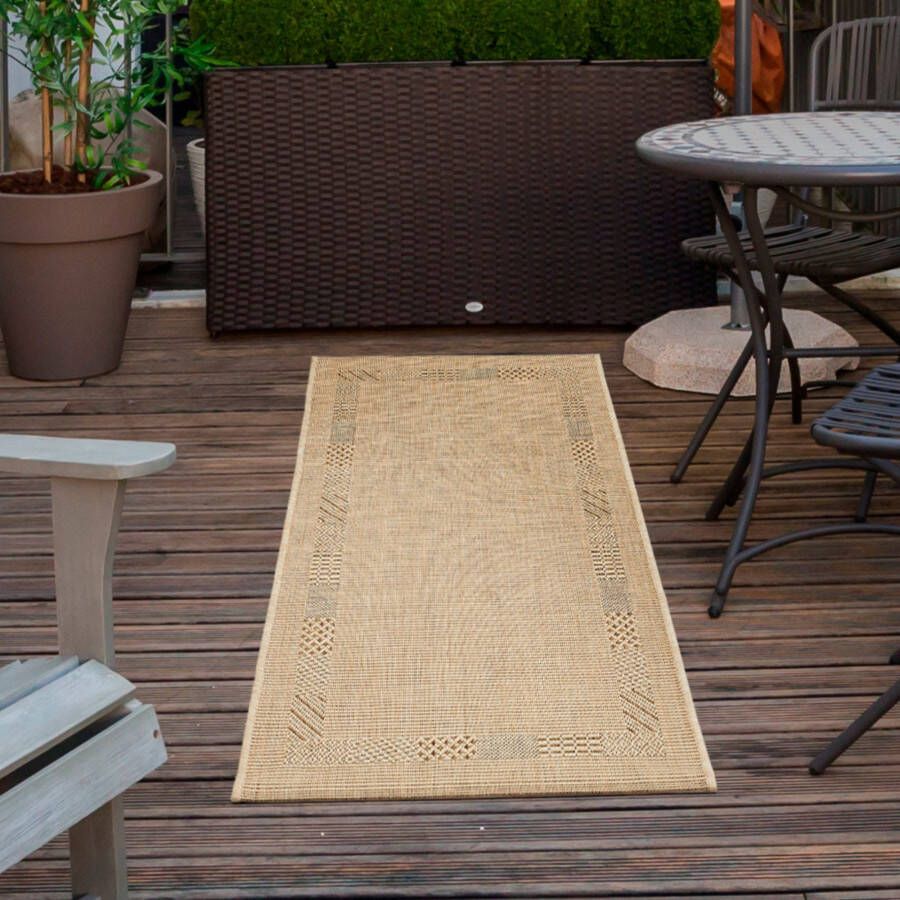 Andiamo Vloerkleed Montana Platweefsel mêlee met randdessin geschikt voor binnen en buiten