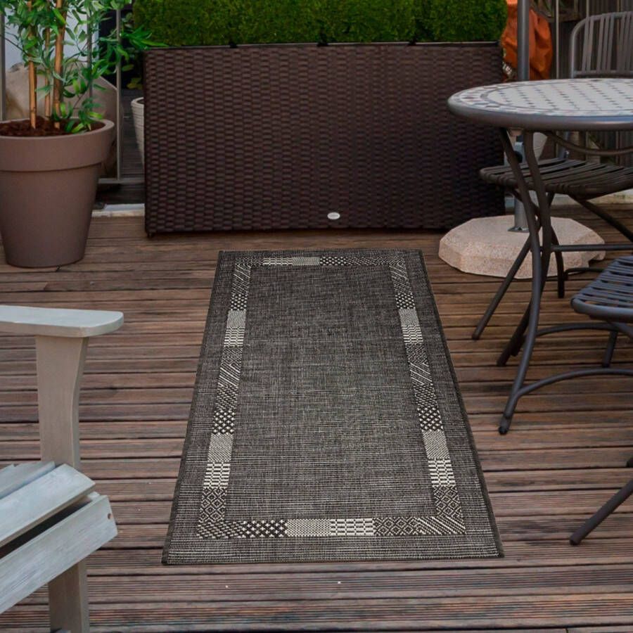 Andiamo Vloerkleed Montana Platweefsel mêlee met randdessin geschikt voor binnen en buiten